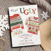 Laten we lelijke trui kerstfeest krijgen kaart