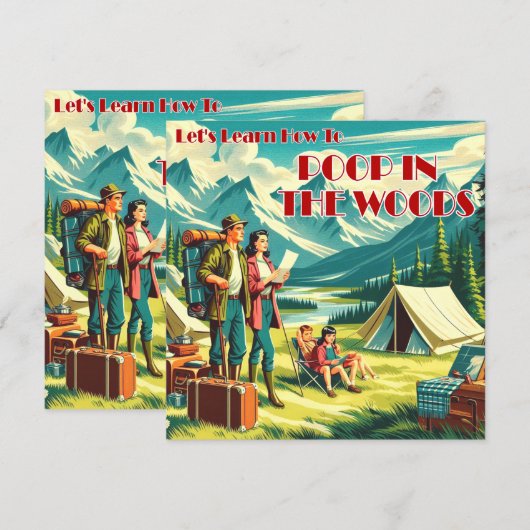 Laten we leren poepen in de Bossen camping Bedankkaart (Voorkant / Achterkant)