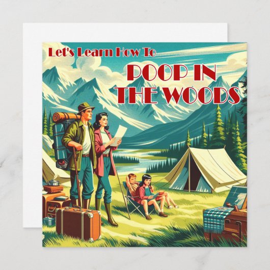 Laten we leren poepen in de Bossen camping Feestdagenkaart (Voorkant / Achterkant)
