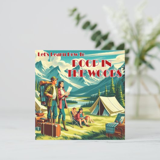 Laten we leren poepen in de Bossen camping Feestdagenkaart (Staand voorkant)