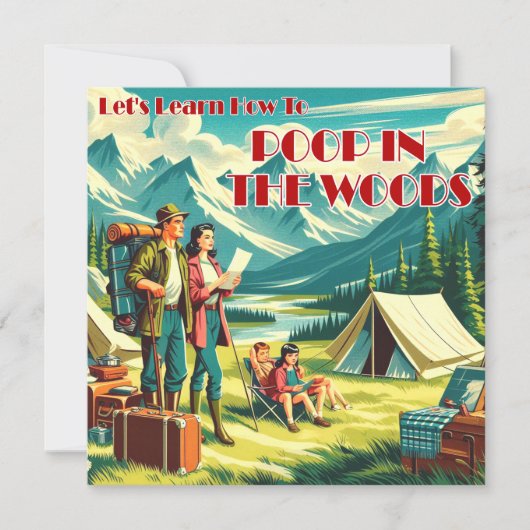 Laten we leren poepen in de Bossen camping Feestdagenkaart (Voorkant)