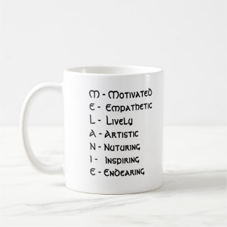 Laten we letter voor letter in "Melanie" duiken! - Koffiemok