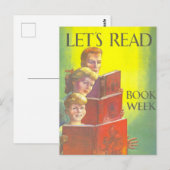 "Laten we lezen" Boekenweek  Bibliotheek Poster Briefkaart (Voorkant / Achterkant)