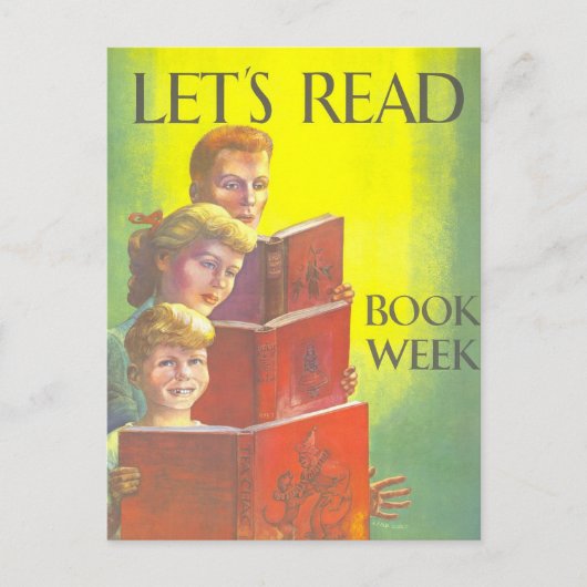 "Laten we lezen" Boekenweek  Bibliotheek Poster Briefkaart (Voorkant)