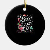 Laten we Lit Adult Flamingo Funny Kerstmis halen Keramisch Ornament (Voorkant)