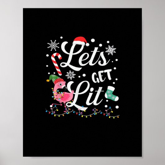 Laten we Lit Adult Flamingo Funny Kerstmis halen Poster (Voorkant)