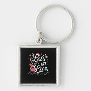 Laten we Lit Adult Flamingo Funny Kerstmis halen Sleutelhanger