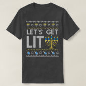 Laten we Lit Chanukah Joodse Jew Dreidel Hannukah  T-shirt (Design voorkant)
