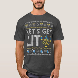 Laten we Lit Chanukah Joodse Jew Dreidel Hannukah  T-shirt