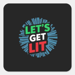Laten we Lit Christmas Graphic Digital Art kopen Vierkante Sticker