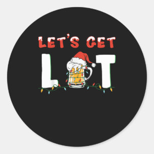 Laten we Lit Drink Beer Santa Hat Kerstmis Li hale Ronde Sticker