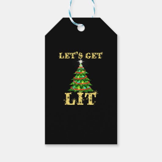 Laten we Lit Drink grappige kerst krijgen Cadeaulabel (Voorkant)
