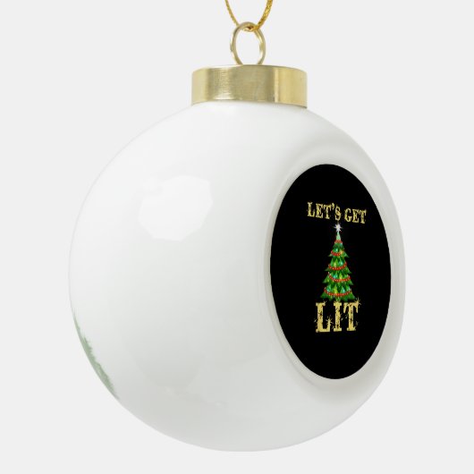 Laten we Lit Drink grappige kerst krijgen Keramische Bal Ornament (Links)