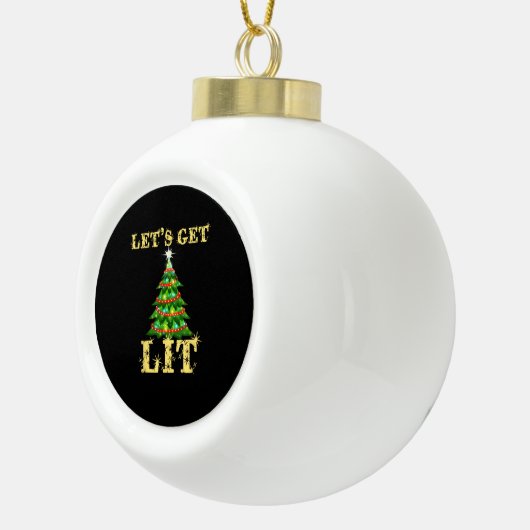 Laten we Lit Drink grappige kerst krijgen Keramische Bal Ornament (Rechts)