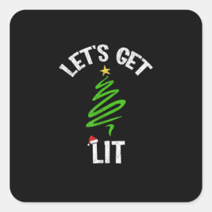 Laten we Lit Drink grappige kerst krijgen Vierkante Sticker