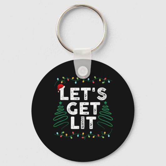 Laten we Lit Drink grappige kerstcadeautjes halen Sleutelhanger (Voorkant)