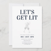 Laten we Lit Elegant Blue Kerstparty halen Kaart (Voorkant)