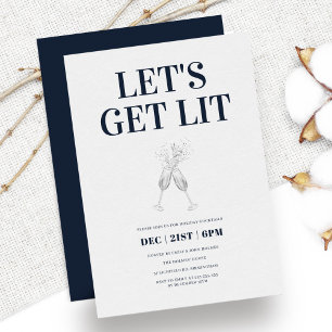 Laten we Lit Elegant Blue Kerstparty halen Kaart