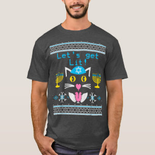 Laten we Lit Funny Hanukkah Cat Lover halen T-shirt