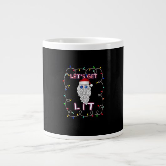 Laten we Lit Funny Kerstmis Drink krijgen Grote Koffiekop (Voorkant)