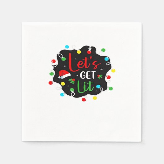 Laten we Lit Funny Kerstmis Drink lichte zandel kr Servet (Voorkant)