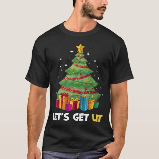 Laten we Lit Funny Kerstmis Drink T-Shirt halen (Voorkant)