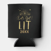 Laten we Lit Gold Typography Oudejaarsfeest krijge Blikjeskoeler (Voorkant)