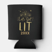 Laten we Lit Gold Typography Oudejaarsfeest krijge Blikjeskoeler (Achterkant)