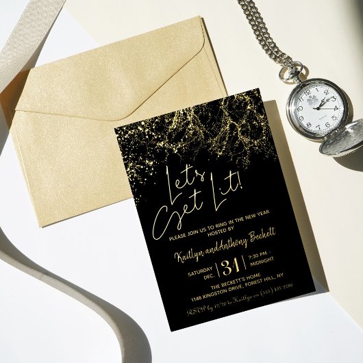 Laten we Lit halen | Echte nieuwjaarspartij Folie Uitnodiging