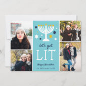 Laten we Lit halen | Funny Hanukkah Foto Collage K Feestdagenkaart (Voorkant)