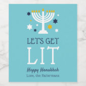 Laten we Lit halen | Funny Hanukkah Wijn Etiket (Enkel label)