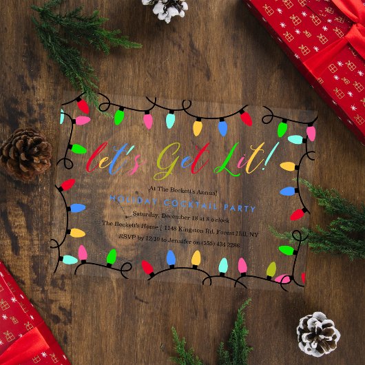 Laten we Lit halen | Kerstfeestdag — Cocktail Acryl Uitnodigingen