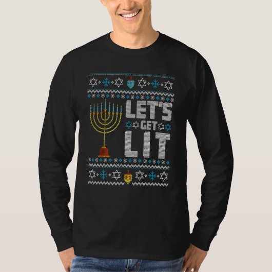 Laten we Lit Hanukkah halen T-shirt (Voorkant)