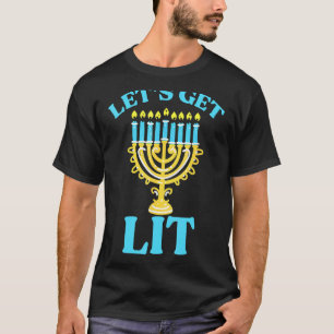 Laten we Lit Hanukkah Jew Menorah Jewish Chanukk h T-shirt