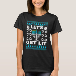Laten we Lit Hanukkah Jew Menorah Jewish Chanukk h T-shirt