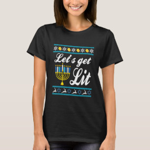 Laten we Lit Hanukkah Jew Menorah Joodse Chanoeka T-shirt