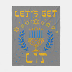 Laten we Lit Hanukkah Shirt Jew Menorah Joods hale Fleece Deken