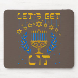 Laten we Lit Hanukkah Shirt Jew Menorah Joods hale Muismat