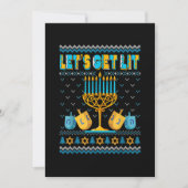 Laten we Lit Menorah Hanukkah Funny Kerstmis Ugly  Save The Date (Voorkant)