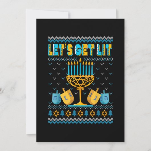 Laten we Lit Menorah Hanukkah Funny Kerstmis Ugly Save The Date (Voorkant)