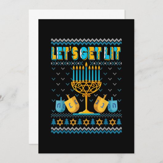Laten we Lit Menorah Hanukkah Funny Kerstmis Ugly  Save The Date (Voorkant / Achterkant)