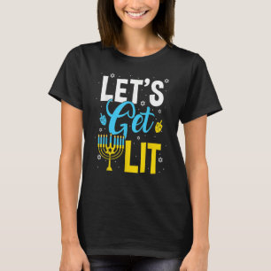 Laten we Lit Menorah Hanukkah Joods halen T-shirt