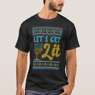 Laten we Lit Menorah Jewish Ugly Hanukkah Sweate T-shirt