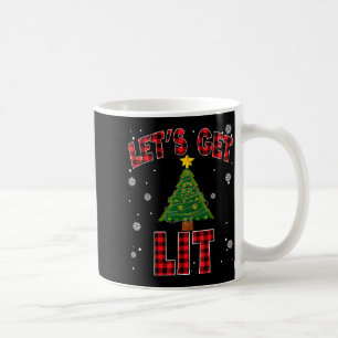 Laten we Lit Rode Buffalo Plaid Kerstmis Pyjama D Koffiemok