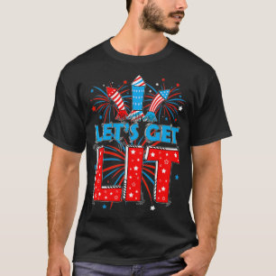 Laten we Lit USA Flag Cute Fireworks Patriottic 4t T-shirt