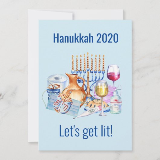 Laten we Lit Wine Lover Hanukkah 2020 halen Feestdagenkaart (Voorkant)