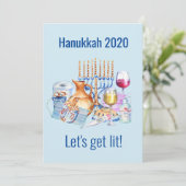 Laten we Lit Wine Lover Hanukkah 2020 halen Feestdagenkaart (Staand voorkant)