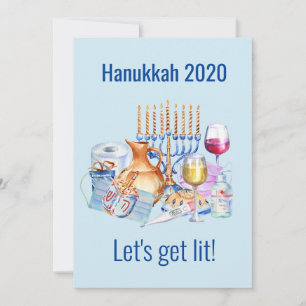 Laten we Lit Wine Lover Hanukkah 2020 halen Feestdagenkaart