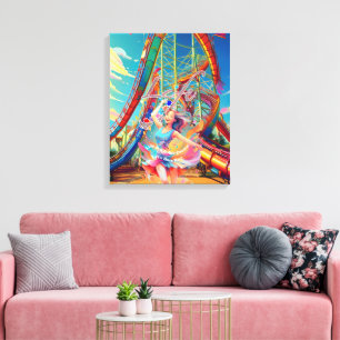 Laten we lol hebben, het leven is een achtbaan canvas afdruk