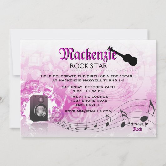 Laten we luid roze-Birthday feestdag uitnodigen Kaart (Voorkant)